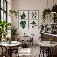 Lot de 4 tableaux encadrés sur toile pour plantes d'intérieur, cadre noir, aquarelle, Monstera, Plante du serpent, Feuille de Pothos, Triptyque botanique