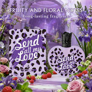 Spray Corporal Perfumado de Larga Duración con Notas Florales y Frutales, Aroma a Frambuesa, Rosa, Violeta y Almizcle, con Estampado de Leopardo Morado en Forma de Corazón, 100 ml, para Mujer - Product Image 4