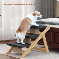Escalier pour animaux de compagnie 2-en-1 convertible antidérapant en tapis et bois massif, pliable, pour canapé et lit surélevé - Vente en gros