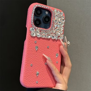 XP005 เคสโทรศัพท์หนังลายลิ้นจี่ประดับคริสตัลทำมือ เหมาะสำหรับ iPhone 18 Pro Max รุ่นฮิตสุดหรู - Product Image 6