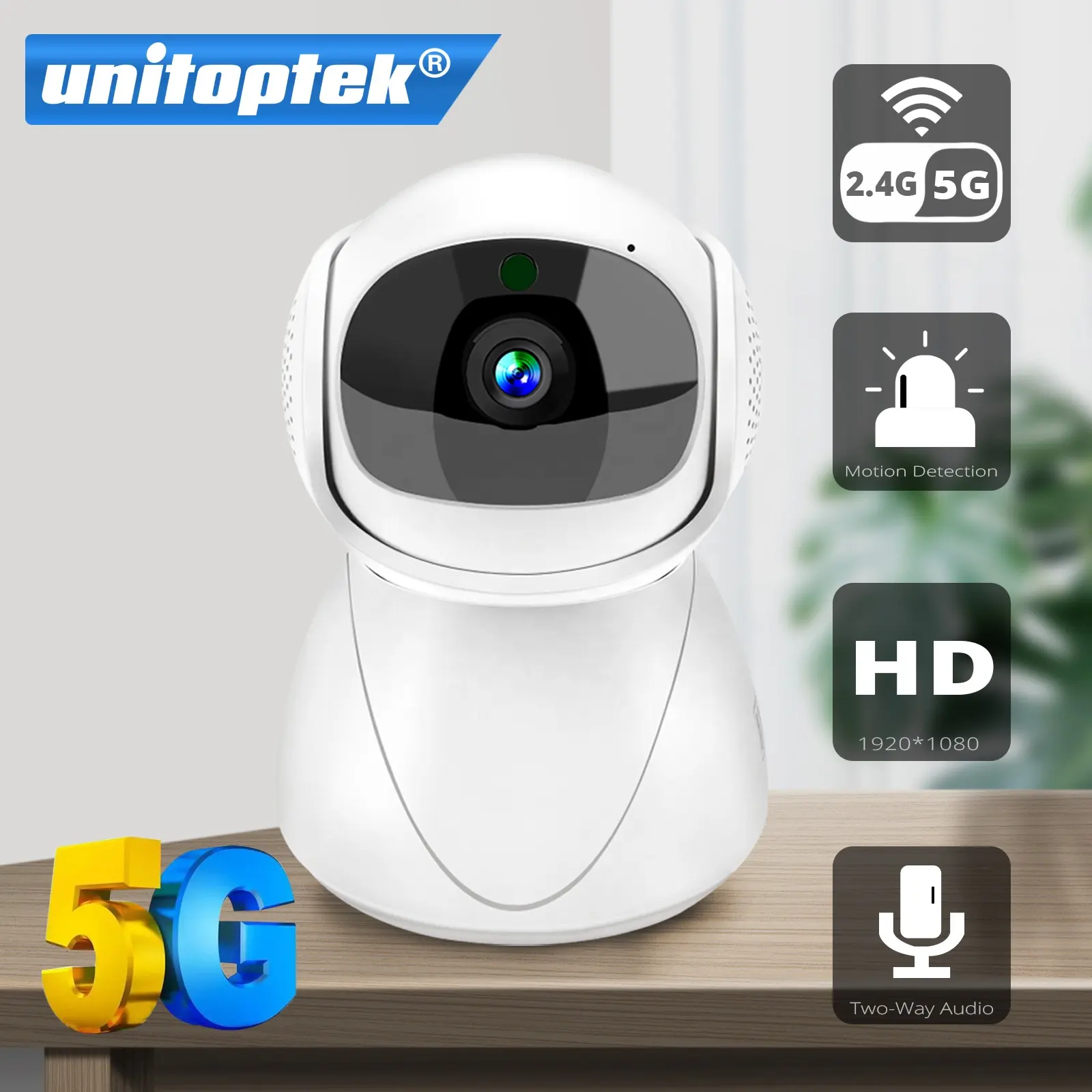 Kamera CCTV Nirkabel, Kamera Keamanan Mini WiFi PTZ 2 Cara 2023 5G Wifi HD 2MP IP