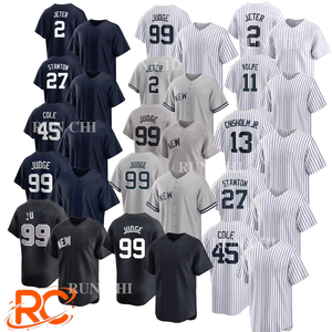 Camisetas Bordadas con <span class=keywords><strong>el</strong></span> Logotipo de los New York Yankees 2025 para Hombre, Número 99 de Aaron Judge, Número 2 de Jeter, Número 27 de Giancarlo Stanton - Product Image 1