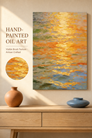 Peinture à l'huile impasto faite à la main, paysage abstrait océanique, décoration murale, impression sur toile pour intérieur