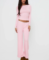 Ensemble de pyjama personnalisé pour femmes, chemise à manches longues en coton avec bordure en dentelle, pantalon droit, ensemble de 2 pièces, vêtements de détente, ensemble de pyjama pour femmes