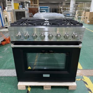 36 pouces. 5,5 pieds cubes Cuisinière à gaz encastrable 6 brûleurs et four à convection, four à soudure sans soudure et porte triple vitrage en acier inoxydable - Product Image 1