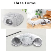 Tunnel-lit pliable écologique en peluche pour chat, coussin lavable, chaud et moelleux, jouet d'intérieur interactif pour chatons – Vente en gros