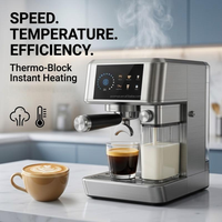 Cafetera Premium de Doble Caldera, Acero Inoxidable, Pantalla Táctil, Portafiltro de 51/58 mm, Espumador de Leche, Semiautomática