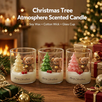 Bougie parfumée en cire de soja pour l'ambiance de Noël, motif ours mignon et cloche, décoration de Noël créative, cadeaux de Noël