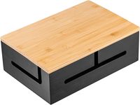 Boîte de gestion de câbles en bambou 2026 avec couvercle magnétique, organisateur de câbles durable pour dissimuler les cordons et les multiprises, montable au mur pour la maison