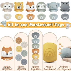 Jouets de bowling en caoutchouc souple à empiler, animaux, jeu de bowling à empiler, jeu de bowling à presser, jeu de correspondance de formes, jouet éducatif Montessori pour bébé - Product Image 4