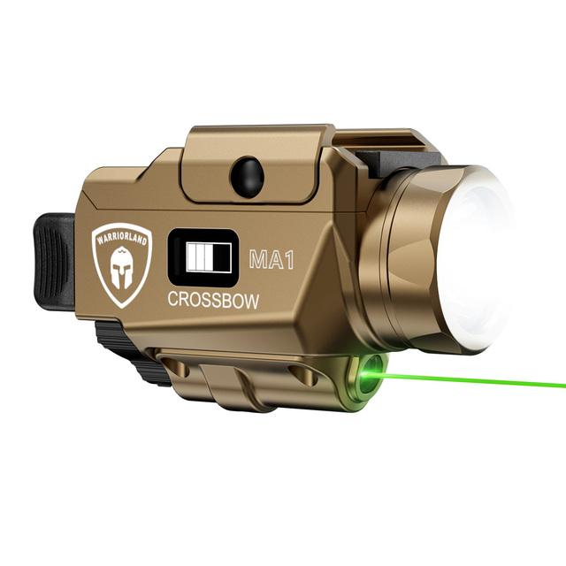 WARRIORLAND MA1 Gun Light with Green Laser White LED Combo, 800 Lumens Compact Universal Light Khaki