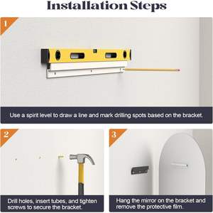 Espejo de Baño de Vidrio sin Marco Brauthon de 24\" x 32\", Espejo Arqueado Biselado para Montar en la Pared del Dormitorio - Product Image 5