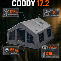 Tente pneumatique Coody Familia 17.2 - Gris, grande tente gonflable imperméable pour plusieurs personnes, tente de camping familiale gonflable pour l'extérieur