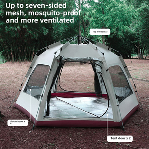 Tente de camping extérieure 280X240X160CM 210D Oxford double couche quatre saisons ouverture rapide automatique tente familiale - Product Image 2