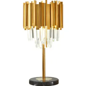 Lámpara led de mesa de acero inoxidable con sensor táctil, luz de noche de lujo para escritorio, Pulgar, mesita de noche, cristal dorado, K9