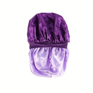 Soft Satin Silky Sleep Bonnet Elastic Wide Band Double Layer Sleep <b>Wraps</b> Bonnet Custom Logo Women Nightcap Wholesale - Product Image 6