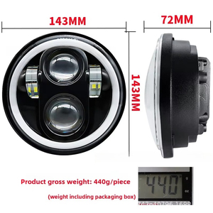 Phare LED <span class=keywords><strong>de</strong></span> 5,75 pouces pour Jeep Wrangler et moto |   60W Angel Eye Halo DRL |   Lampe <span class=keywords><strong>de</strong></span> projecteur tout-terrain à faisceau haut/bas 6000K - Product Image 5