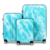 Ensemble de bagages ABS 3 pièces, valise rigide imprimée vagues océaniques, 20, 24, 28 pouces, valise à roulettes, valise de voyage