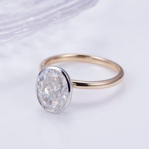 Joyería Messi MSR-1296, Anillo de Compromiso de Oro Sólido de 14K con Moissanita Ovalada de 3ct - Product Image 5