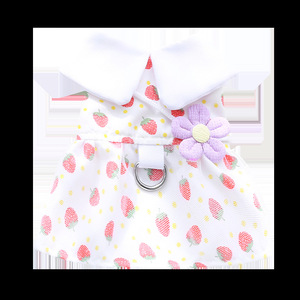 Lindo Vestido Tutú de Fresa para Perros, Ropa de Verano para Mascotas, Diseño de Dibujos Animados, Blanco con Patrón de Fresas Rojas, Estilo Falda - Product Image 5