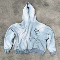 Benutzer definierte übergroße Baumwolle Fleece Streetwear Schwere Stickerei Distressed Boxy Sun Faded Acid Wash Hoodie