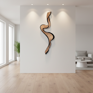 Decorazione Murale in Legno con Motivo a Onde, Scultura Curva in Legno per <span class=keywords><strong>Soggiorno</strong></span> e <span class=keywords><strong>Arredamento</strong></span> Casa - Product Image 2