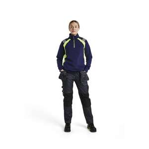 BLAKLADER - 340311588933XXXL Pull femme demi-zip Bleu marine/jaune-EAN 7330509815533 WORK HOODIES - Product Image 3
