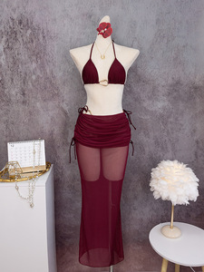 Set Bikini Trendy da Donna con Dettagli Annodati, 3 Pezzi, con Gonna Trasparente, Copricostume da <span class=keywords><strong>Spiaggia</strong></span>, Taglie S-XL - Product Image 4