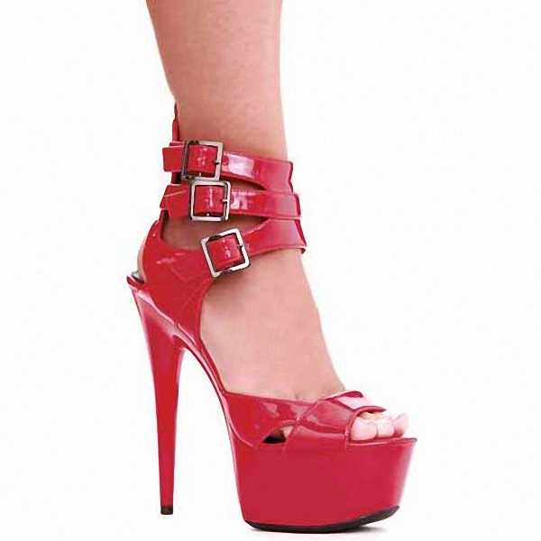 Nightclub New red Ankle Strap pole dance Punk 15 cm Sexy Fetish Stripper high heel thin heel Club women's leaky toe Sandals