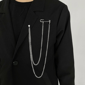 <span class=keywords><strong>Diy</strong></span> Kleidungs stück Schmuck Ornament Herren Brosche Gold Silber Metall legierung Statement Geschenk Übertreiben langkettige Revers Sicherheits nadel Broschen - Product Image 6