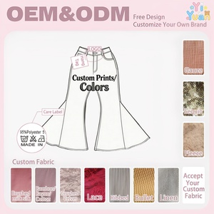 Pantalones Vaqueros Acampanados de Mezclilla Suaves para Niñas, con Cremallera, Estampado Personalizado OEM, Tallas 9-10 - Product Image 2