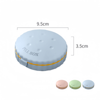 Boîte à pilules ronde en plastique à 7 compartiments, vente en gros, OEM, haute qualité, mini étui à pilules portable pour usage quotidien