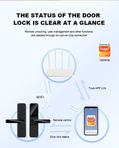 ตัวล็อคมือจับประตูอัจฉริยะทำจากอลูมิเนียมอัลลอยด์พร้อมลายนิ้วมือสำหรับแสดงประตูไม้แก้ว - Product Image 5