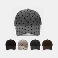 Casquette de baseball vintage à pois pour femme, texture automne-hiver, chapeau de soleil décontracté pour l'extérieur, visière incurvée amincissante pour le visage