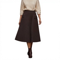 Jupe longue plissée en laine tricotée pour femme, taille naturelle, coupe trapèze, couleur personnalisable