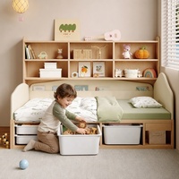 Lit de rangement moderne haut de gamme pour enfants, panneau MDF écologique, bibliothèque intégrée, bacs à jouets, mobilier élégant pour chambre d'enfant
