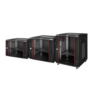 6U 9U 12U 15U a parete Rack recinzione rete Mini Server Cabinet montaggio a parete Rack con vetro temprato