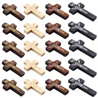 Petit Crucifix en Bois Peint à la Main, Décoration Murale de Pâques, Artisanat Chrétien en Bois, Design Long Jésus