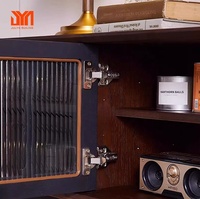 JYN Français Rétro Contreplaqué TVstand Milieu Ancien Style Armoire de Rangement Salon Armoire et Table Basse Combinaison