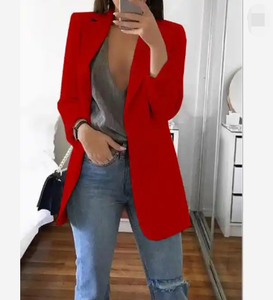 Blazer et costume décontractés pour femme, printemps-automne, style officier, <span class=keywords><strong>v</strong></span>êtements de bureau formels, sur mesure, orange girly <span class=keywords><strong>POD</strong></span> - Product Image 4