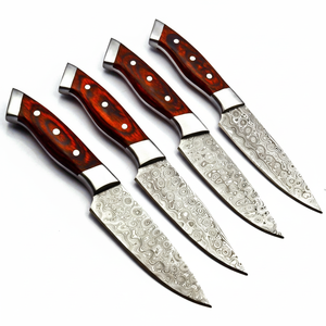 Ensemble de 4 couteaux de chef damas faits à la main, ensemble de couteaux de cuisine professionnels en bas quantité minimale de commande - Product Image 1