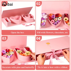 Qibai ti amo con coperchio rosa fiore rigido di lusso scatole regalo regalo di san valentino confezione regalo di fiori regalo per la festa della mamma - Product Image 2