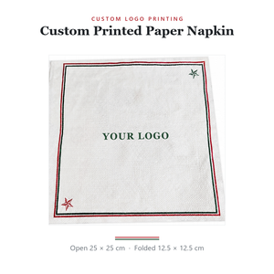Custom Printed Disposable Paper <b>Napkin</b> 12.5x12.5 Cm 2 Ply 4-Fold Bag Style Dinner with Logo for Themed Party - Product Image 4