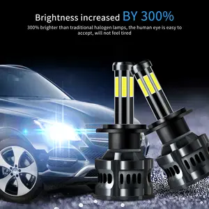 HAIZG Hotselling 8-side Car Led Headlight 360 Degree Lighting 6000k 3 Color 12000lm Car Led H4