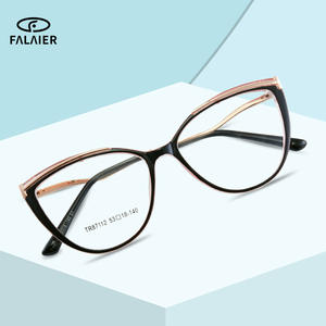 Montures de lunettes œil-de-chat Tr87112 anti-lumière bleue pour femmes, taille moyenne, monture intégrale en métal, lunettes optiques - Product Image 2