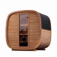 Sauna extérieur traditionnel carré en bois massif Sona, en cèdre rouge, écologique, pour usage commercial, avec poêle électrique, pour 4 personnes, humide