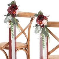 Afstudeerfeest Bruiloft Gangpad Kerkbank Decoraties Bordeauxrood Zijde Handgemaakte Kunstbloem Lint Vintage Elegant Nieuwe Aanwinst