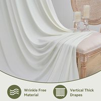 Tirai Latar Belakang Warna Ivory 10x16 kaki 2 Panel Poliester Anti Kusut untuk Pesta Pernikahan Ulang Tahun Baby Shower Fotografi Panggung