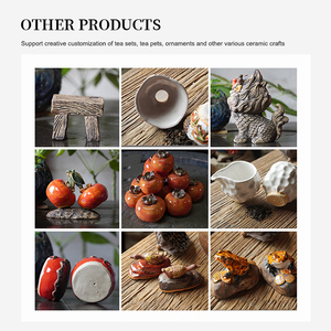 Table basse artisanale de style Wabi-sabi résistante aux hautes températures avec tasses à thé en céramique en forme de grenouille (ensemble de 6 pièces) - Product Image 4