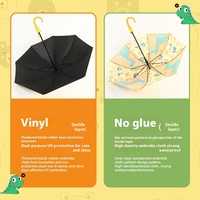 Parapluies pour enfants à motifs de dessins animés pour garçons et filles de 4 à 12 ans, parapluies à long manche à double usage, pare-soleil avec revêtement noir, vente en gros